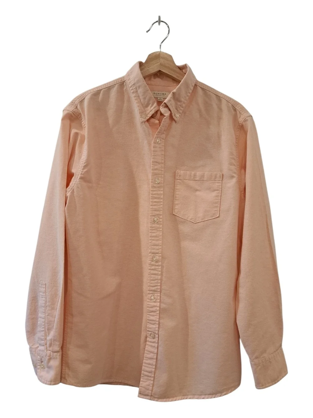 Sonoma Men's Peach Button down long sleeve shirt Size M